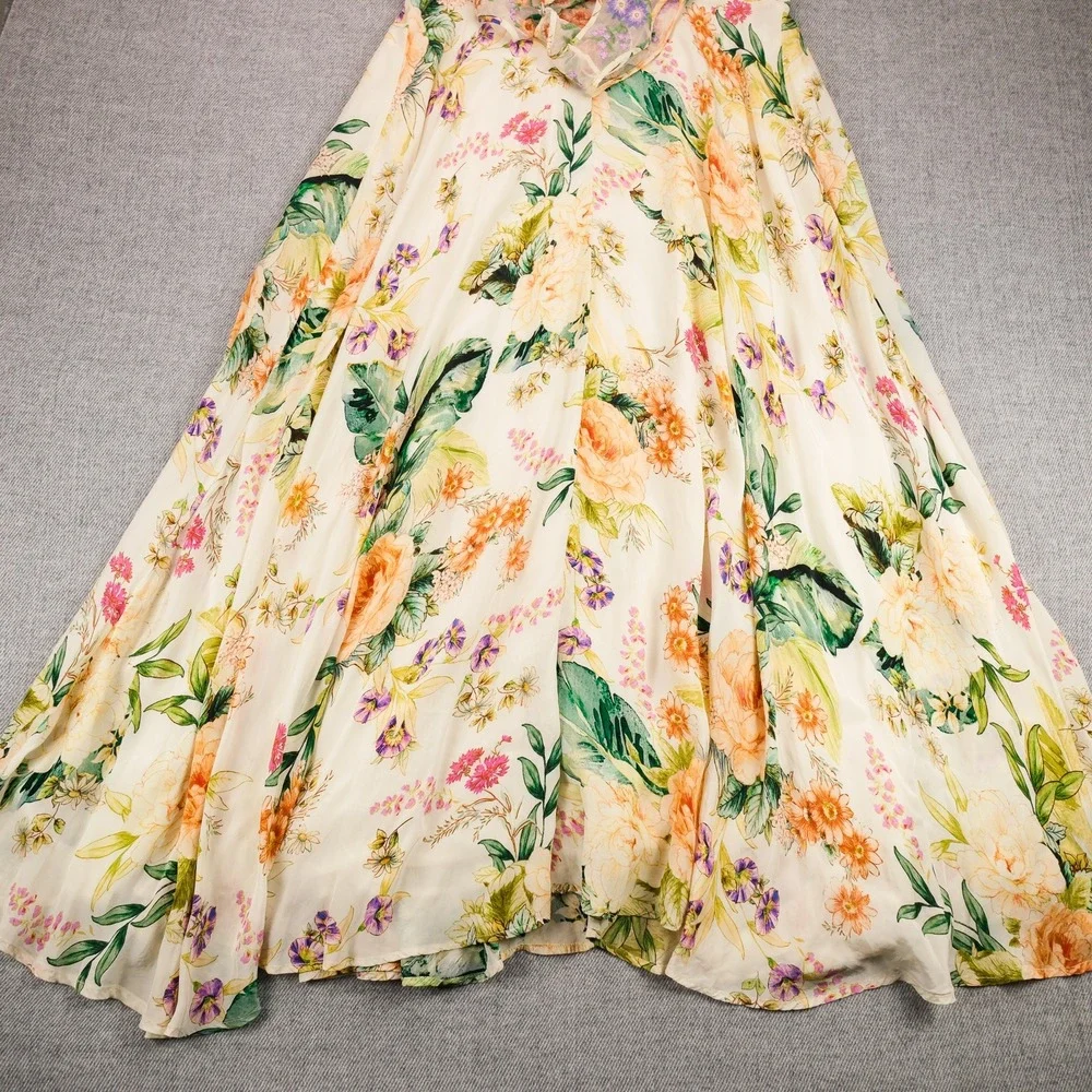 Anthropologie Maxi Dress Womens Floral Embroidered Sleeveless 16 Cream India